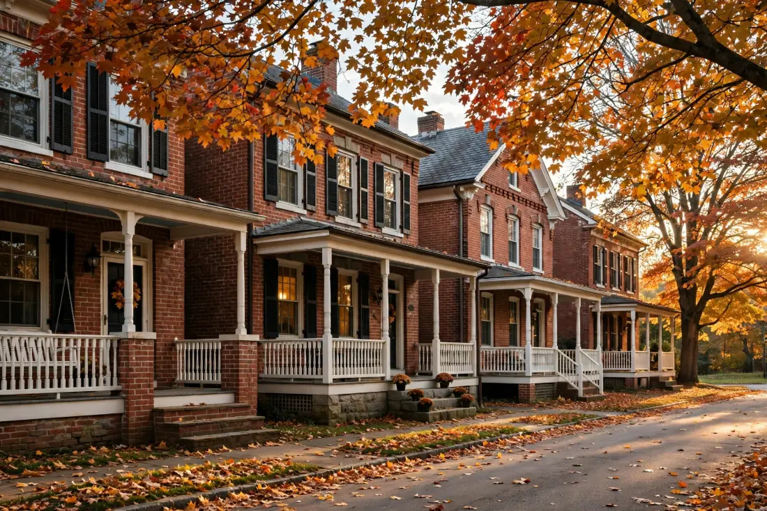 Historic brick homes with porches
