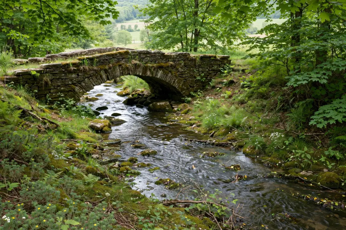 Creek winding through trees